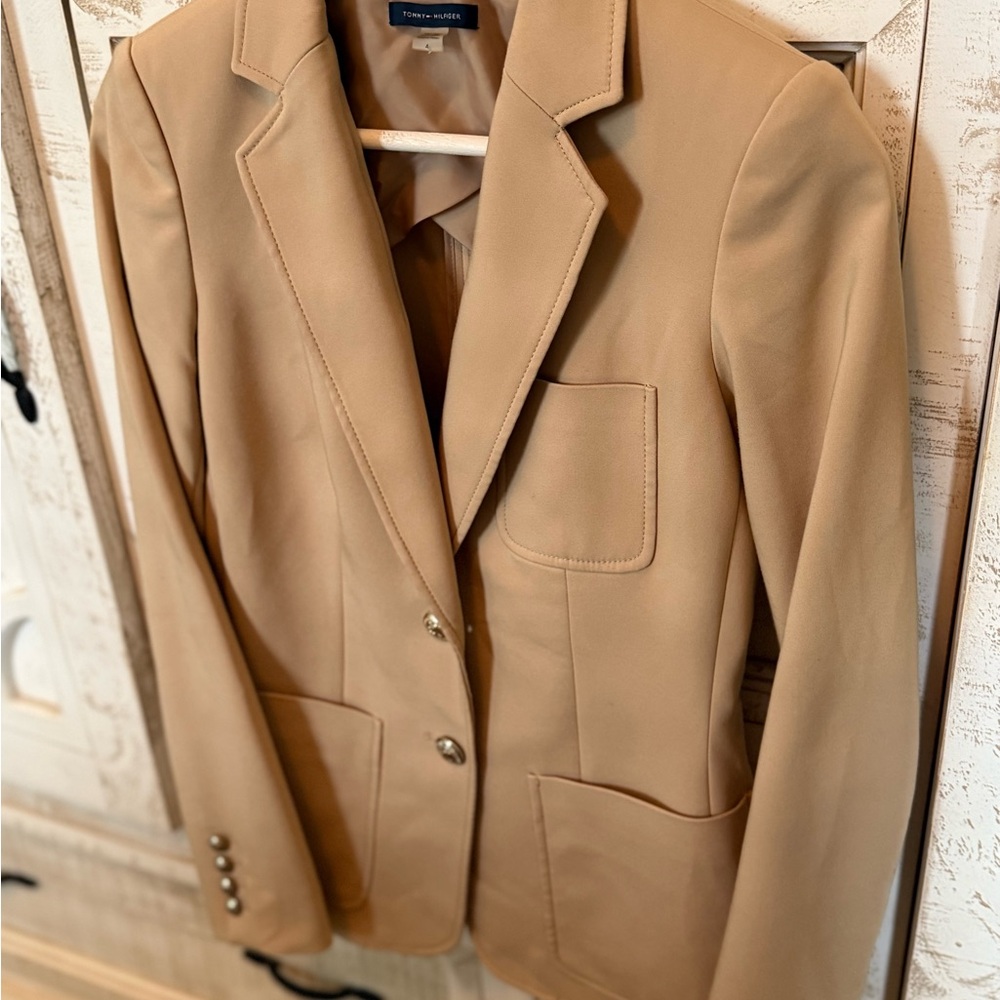 Tommy Hilfiger Tan Blazer Classic Tailored Suit Jacket